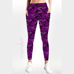 Purple Camouflage - Two Pockets - Wide Band ButterSoft Leggings Plus Size (Fits